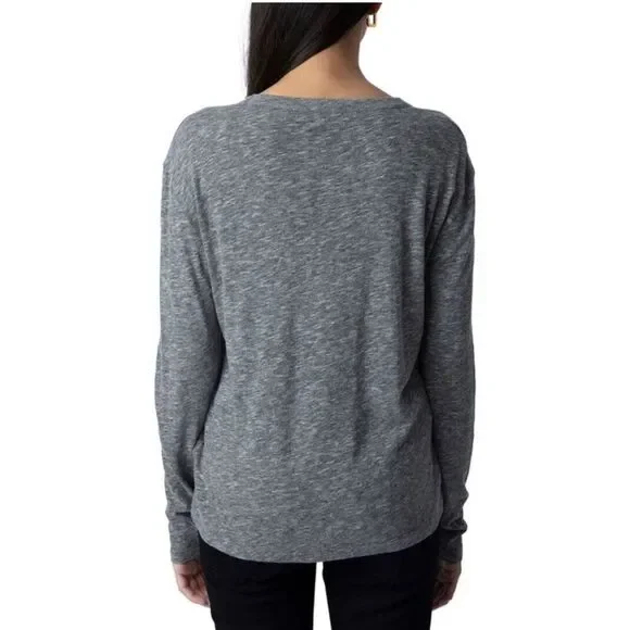 Zadig & Voltaire Willy Chine Love rhinestone Long Sleeve Top - Picture 2 of 8